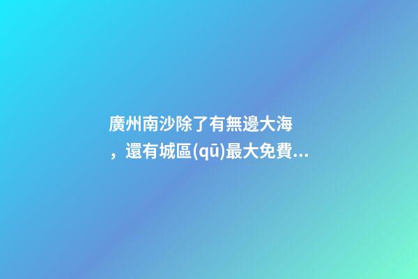 廣州南沙除了有無邊大海，還有城區(qū)最大免費(fèi)森林公園，名字拗口